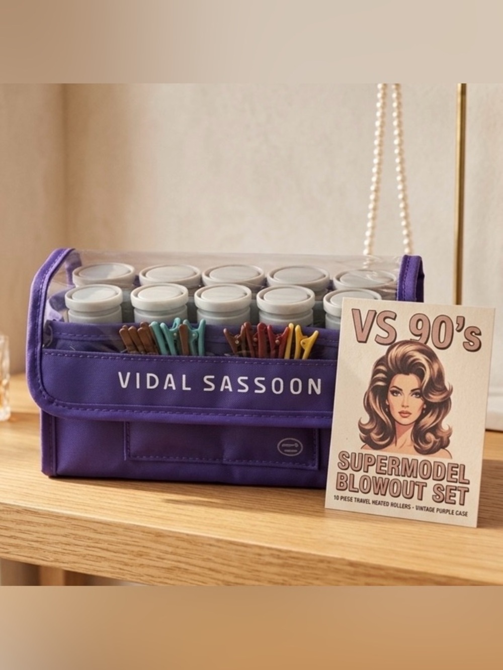Vidal Sassoon 90s Supermodel Blowout Travel Heated 10 Piece Roller Set- Purple
